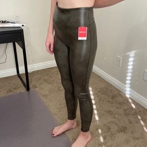 Spanx Green Croc Leather Leggings